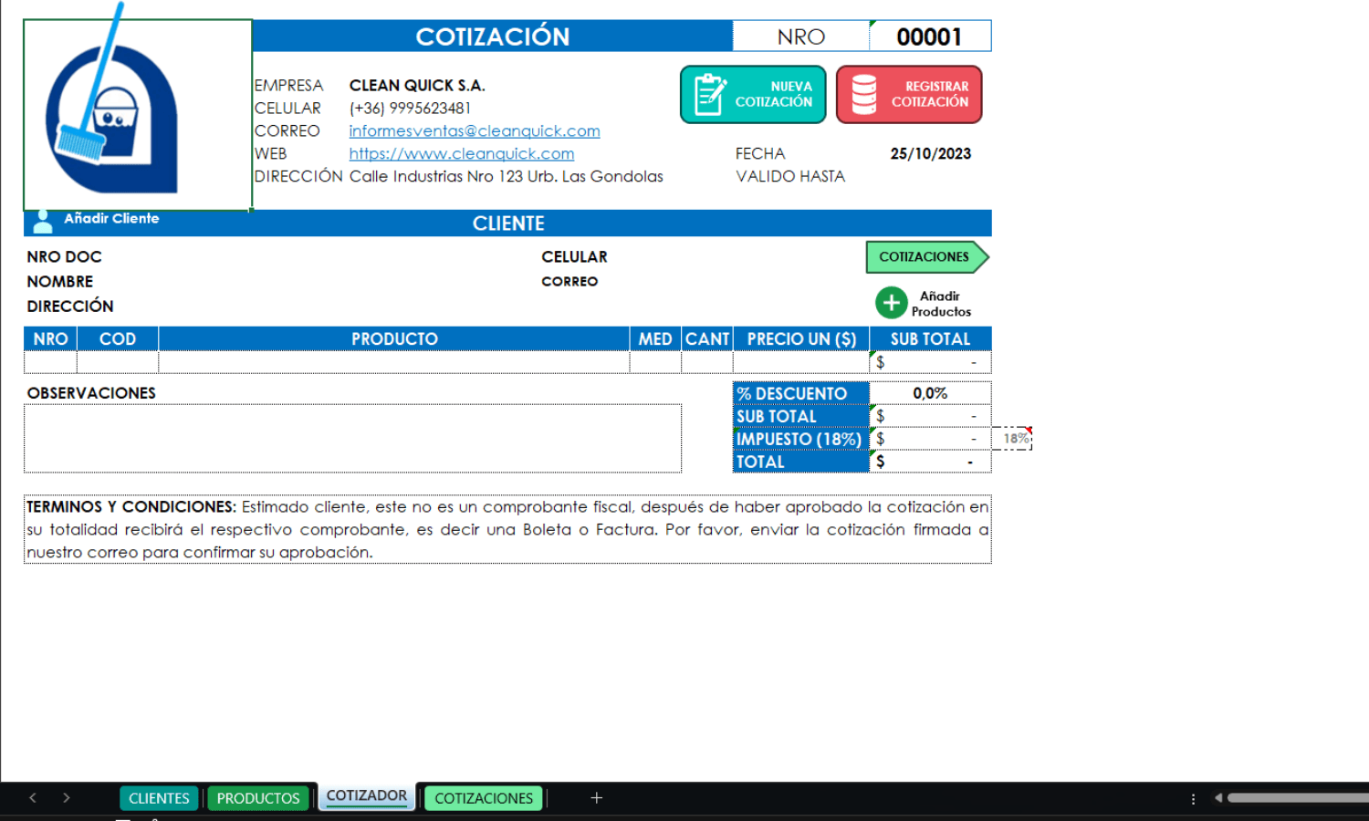 Cotizador de Productos
